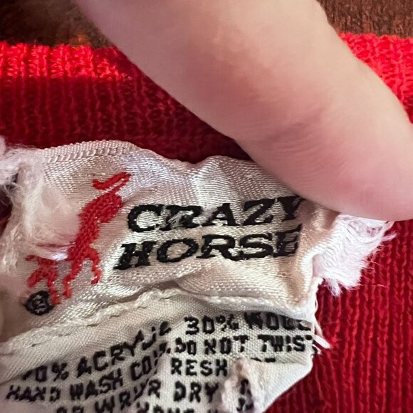 Vintage Crazy‎ Horse Womens Red Long Sleeve Knit Sweater Size S Acrylic/Wool - Picture 3 of 6